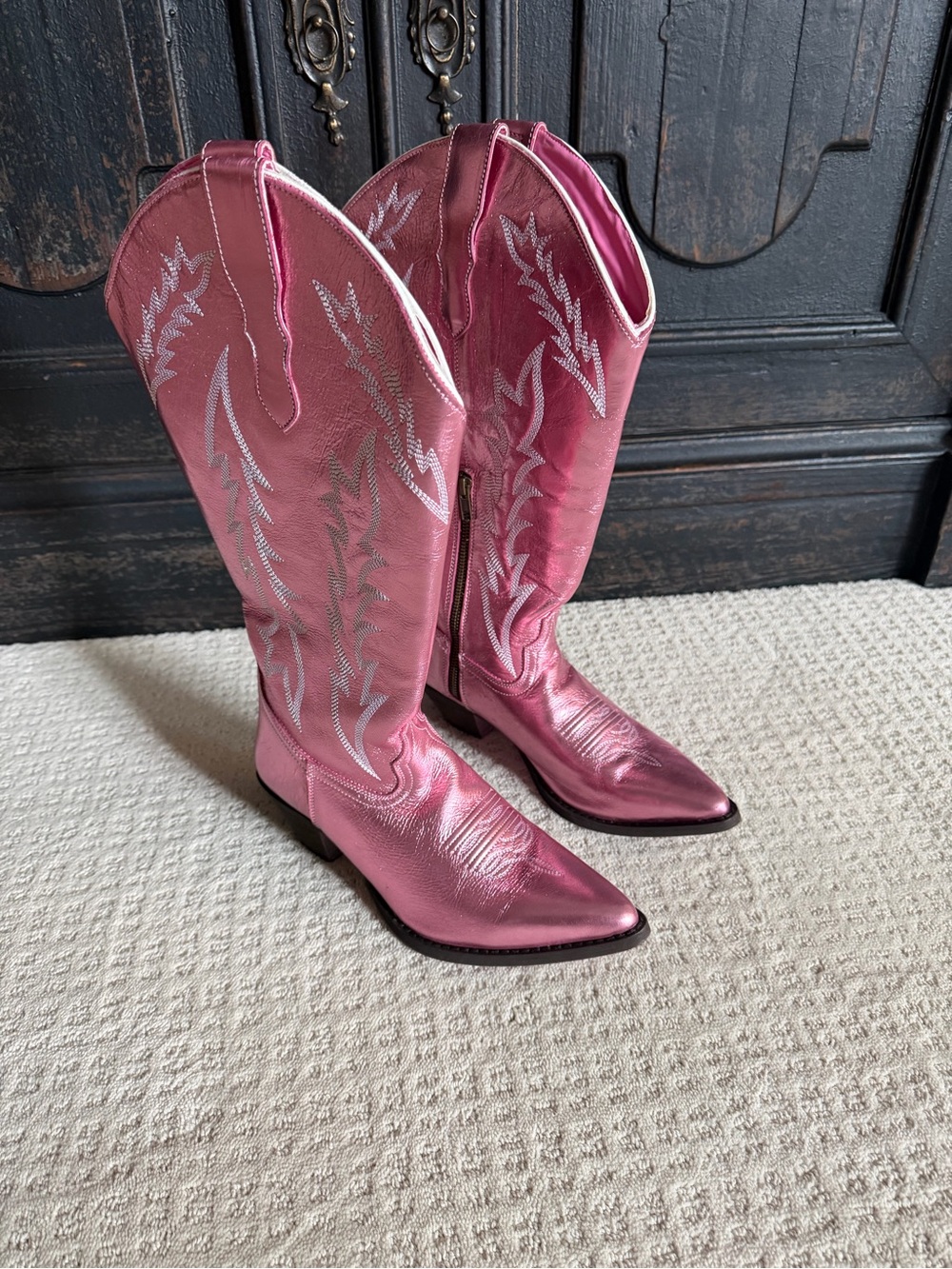 Women’s Metallic Pink Western Cowboy Boots 9W Wide Calf